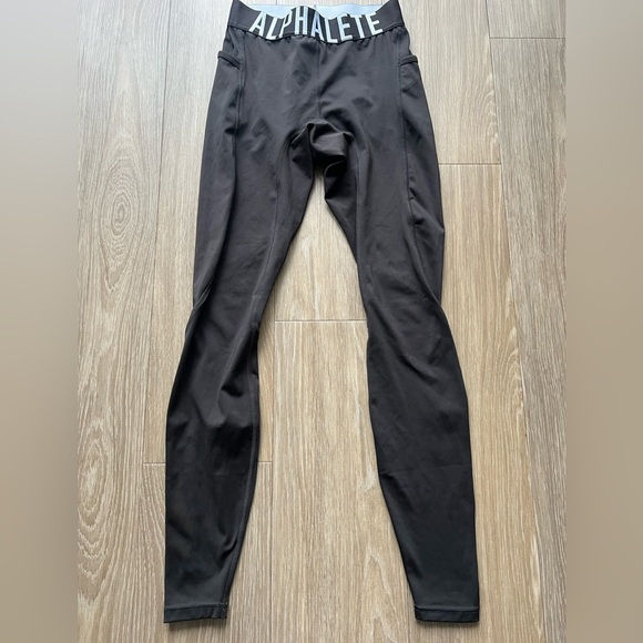 Alphalete Leggings Size Medium Brown With Side Pockets - Picture 1 of 5